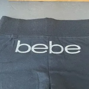 Bebe Rhinestone Logo bebe | Shorts | New Bebe Rhinestone Logo Black Shorts Drawstring Size ...